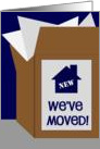 We’ve Moved Packing Box - Our First Home card
