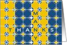 Many Thanks for Math Teacher! Blue & Gold Geometric Design card