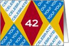 I Celebrate You at 42! - Harlequin Happy Birthday! card