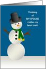 Snowman with Melty Heart - Missing You Military Deployed Spouse card