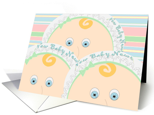 We Are Expecting Triplets! - Baby Faced Announcement card (1001121)