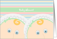 Let’s Welcome Twins Baby Shower - Baby Faced Invitation card