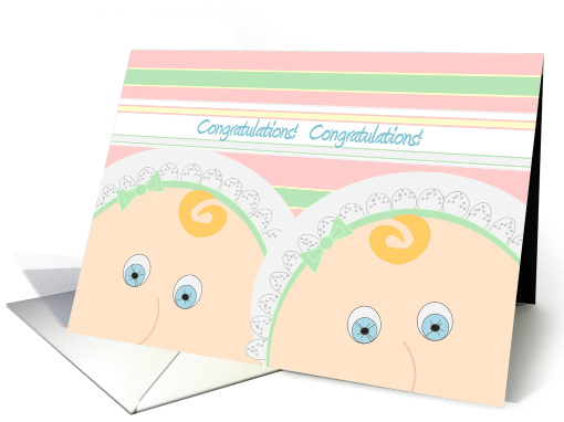 Congratulations New Parents of Twins! - Baby Faced Congrats card