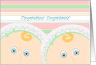 Congratulations New Parents of Twins! - Baby Faced Congrats Card