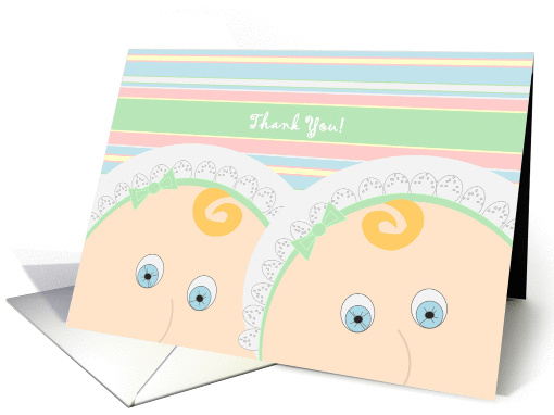 Thank You for Helping Us Welcome Our Babies! - Twins Baby Faced card