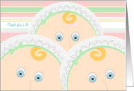 Thank You for Christening Gifts for Our Babies! - Triplets Baby Faced card