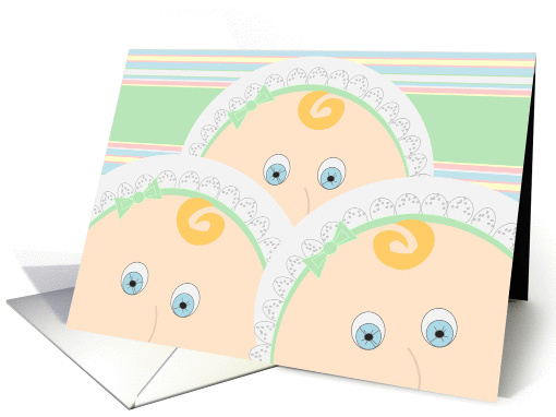 Triplets! Baby Faced We Have Tripled Our Joy card (1001875)