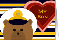 Son - Stylized Naval Officer Bear - Valentine card