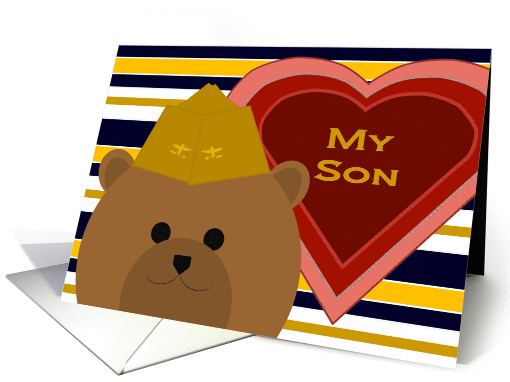 Son - Stylized Naval Aviator Officer Bear - Valentine card (1002849)