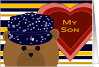 Son - Stylized Naval Working Uniform Bear - Valentine card