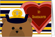 Granddaughter - Stylized Naval Officer Bear - Valentine card