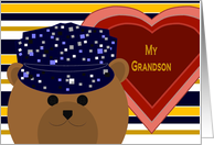 Grandson - Stylized Naval Working Uniform Bear - Valentine card