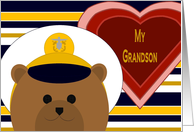 Grandson - Stylized Naval Officer Bear - Valentine card