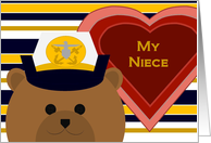 Niece - Stylized Naval Officer Bear - Valentine card