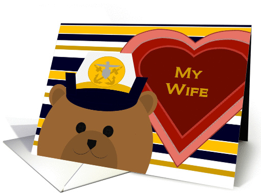 Wife - Stylized Naval Officer Bear - Valentine card (1003361)