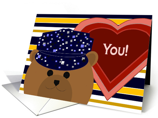 You - Navy Working Uniform Bear - Valentine card (1003607)