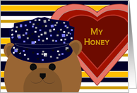 Wife - Navy Working Uniform Bear - Valentine card