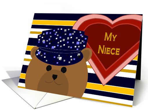 Niece - Navy Working Uniform Bear - Valentine card (1003807)