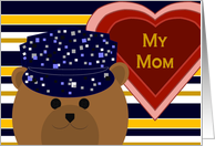 Mom - Navy Working Uniform Bear - Valentine card