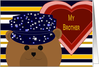 Brother - Navy Working Uniform Bear - Valentine card