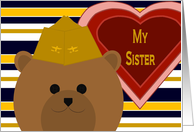 Sister - Naval Aviator Bear - Valentine card