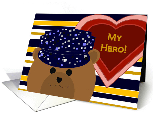 Life Partner - U.S. Navy Working Uniform Bear - Valentine card
