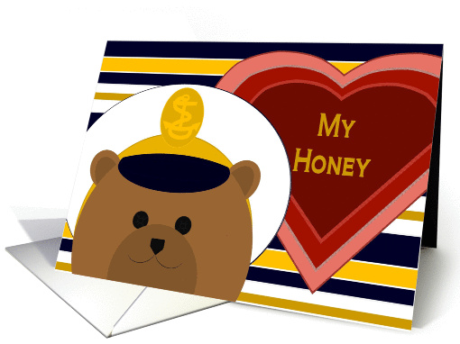 My Honey! - U.S. Naval Academy Midshipman (male) Bear - Valentine card