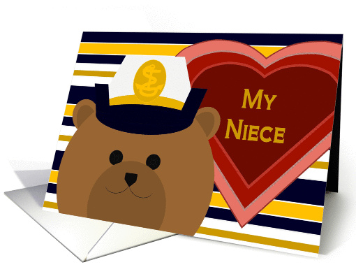 Niece - U.S. Naval Academy Midshipman (female) Bear - Valentine card