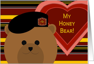 Honey Bear/ Fiance - U. S. Army Black Beret Uniform Bear - Valentine card