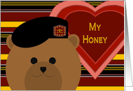 My Honey/Fiancee - U. S. Army Black Beret Uniform Bear - Valentine card