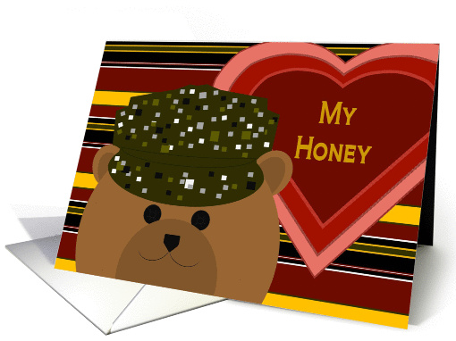 My Honey/ Wife - U. S. Army Working Uniform Bear -Valentine card