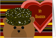 Grandson -U. S. Army Working Uniform Bear -Valentine card