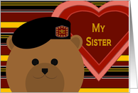 Sister - U. S. Army Black Beret Uniform Bear -Valentine card