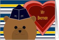 Brother - U. S. Air Force Garrison Cap Bear - Valentine card