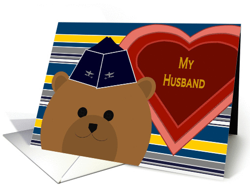 Husband - U. S. Air Force Garrison Cap Bear - Valentine card (1008439)