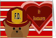 Granddaughter - Firefighter Bear - Love & Pride Valentine card