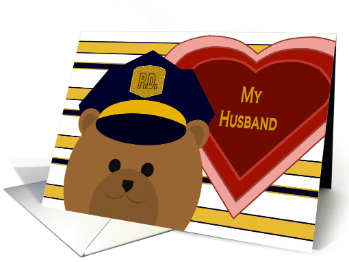 Husband - Police Officer Bear - Love Pride Valentine card (1009803)