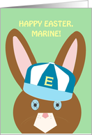 Marine, Happy Easter! - Bunny with Ball Cap card
