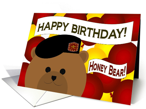 Husband- Honey Bear - Happy Birthday to my Favorite Army Officer! card