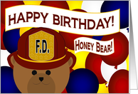 Honey Bear / Husband - Happy Birthday to Your Favorite Firefighter card