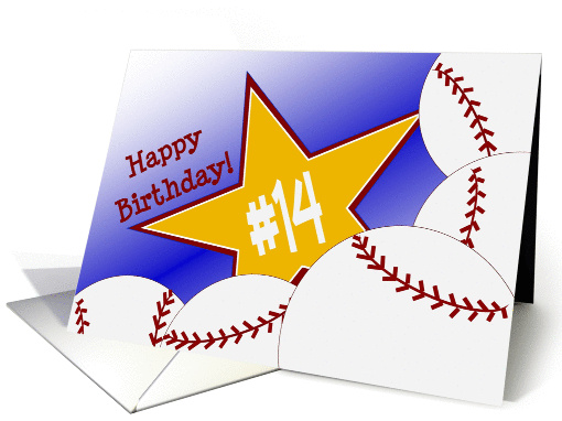 Wish Happy 14th Birthday to a Baseball Star! card (1053831)
