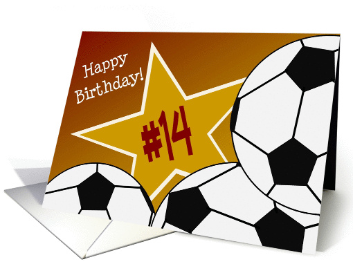 Wish Happy 14th Birthday to a Soccer Star! card (1053881)