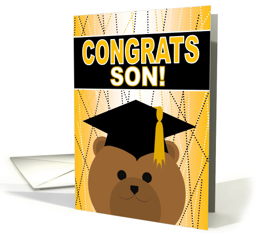 Son - Any Graduation Celebration with Cap & Gown Bear card (1057553)