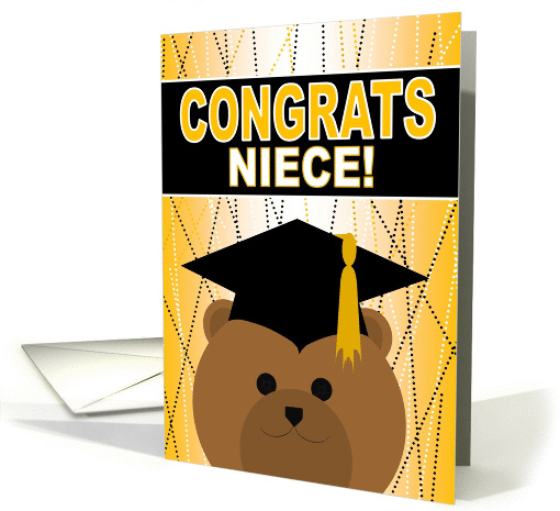 Niece - Any Graduation Celebration with Cap & Gown Bear card (1057557)