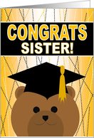 Sister - Any Graduation Celebration with Cap & Gown Bear card