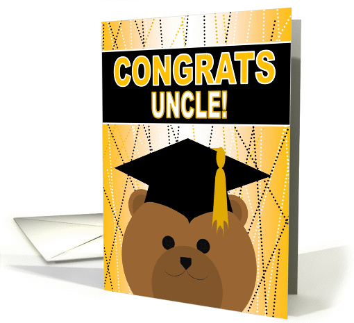 Uncle - Any Graduation Celebration with Cap & Gown Bear card (1057579)