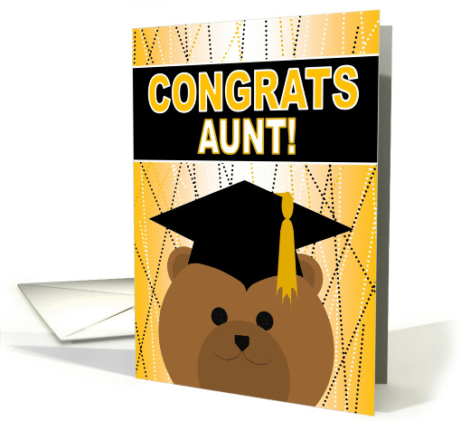 Aunt - Any Graduation Celebration with Cap & Gown Bear card (1057581)
