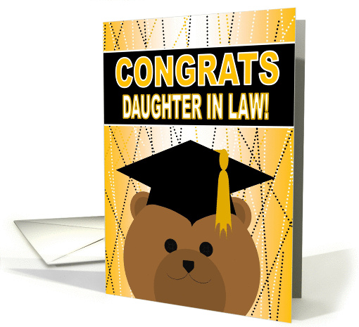 Daughter in Law - Any Graduation Celebration with Cap & Gown Bear card