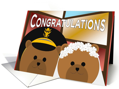 Wedding Congratulations - Army Officer Groom and Civilian Bride card