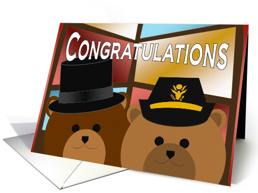 Wedding Congratulations - Army Officer Bride and Civilian Groom card